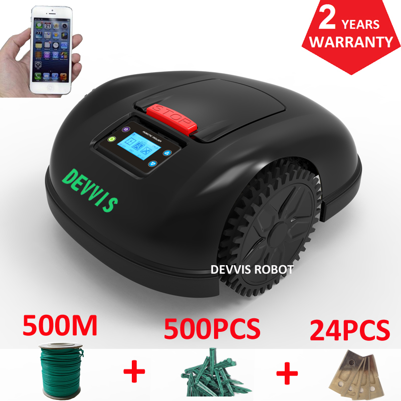 China DEVVIS Robotic Lawn Mower E1600 Area up to 2600m2 with total 500m wire+500pcs pegs+24pcs blade